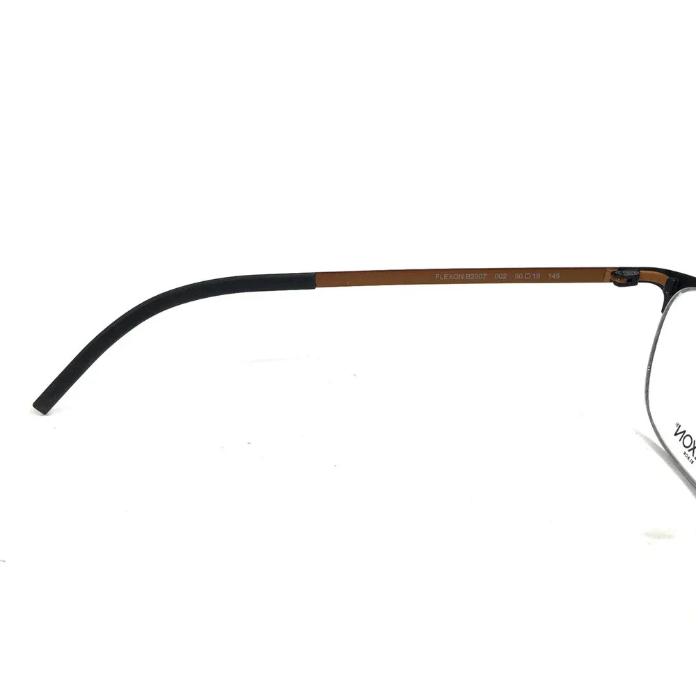 Flexon Eyeglasses Frames B2007 002 Black Copper Brown Rectangle 50-19-145